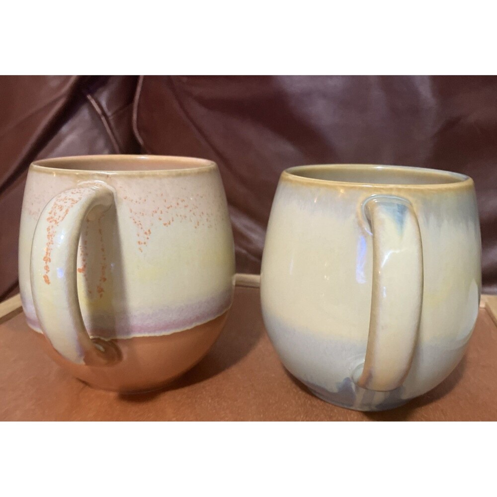 2 Ceramic urban Pottery Cabin style Coffee Mugs 12-16 oz Drip Glaze - Picture 5 of 16